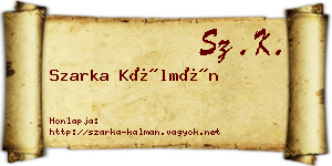Szarka Kálmán névjegykártya